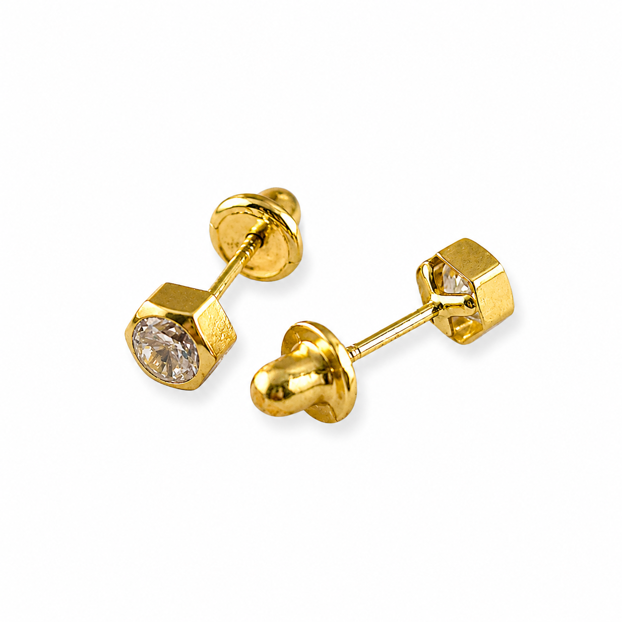 PENDIENTES PEQUEÑOS DE PIEDRA HEXAGONAL