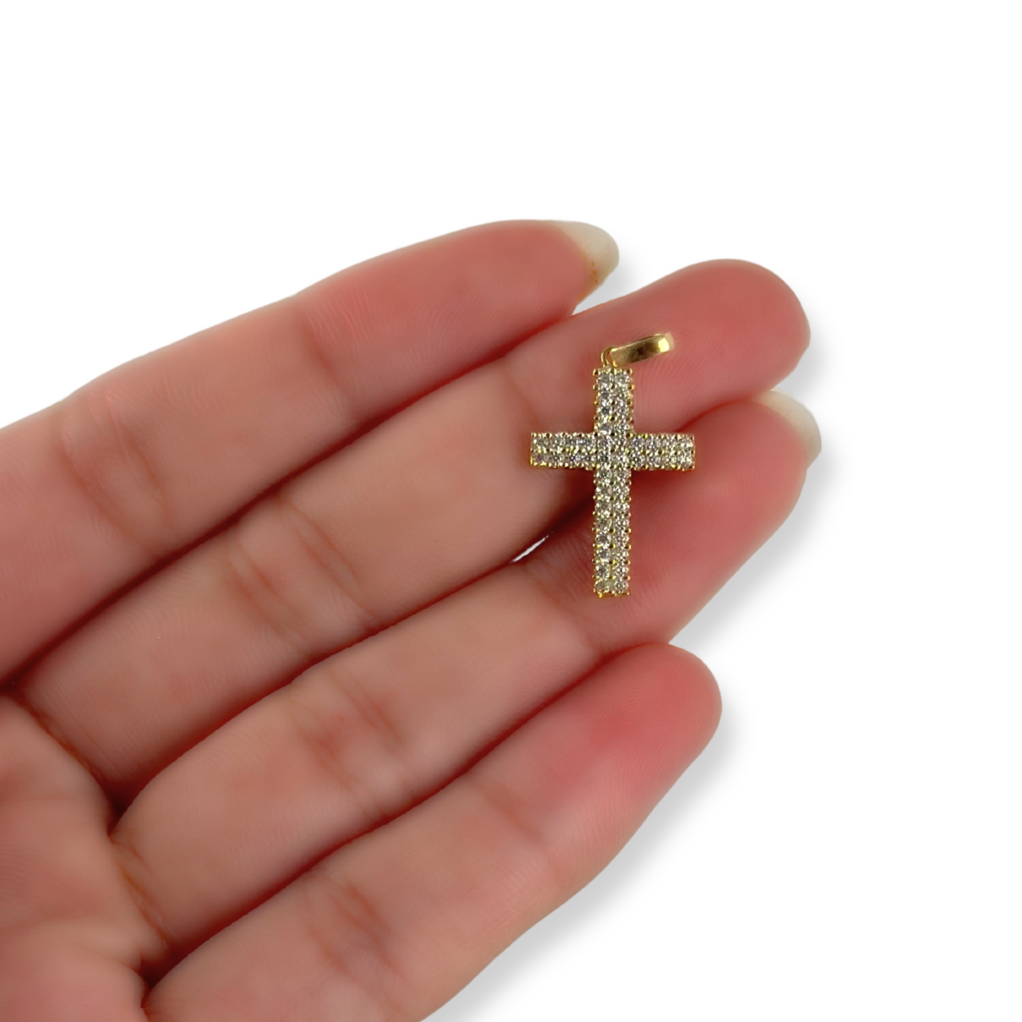 CROSS PENDANT WITH WHITE STONES