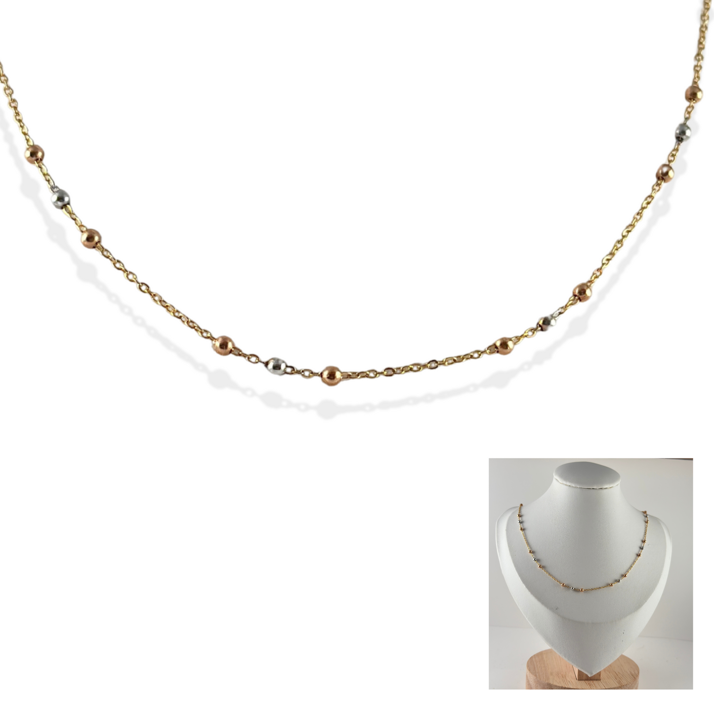 TRI-COLOR GOLD ROLL-ON CHAIN