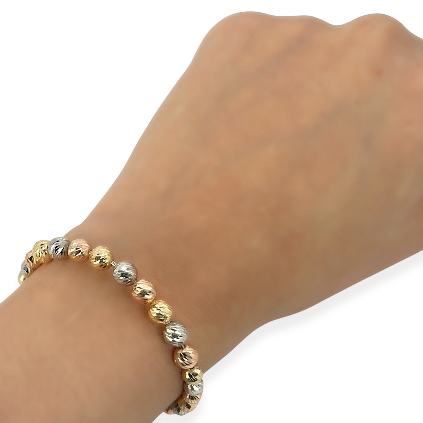 TRI-COLOR DIAMOND-CUT RIGID BRACELET