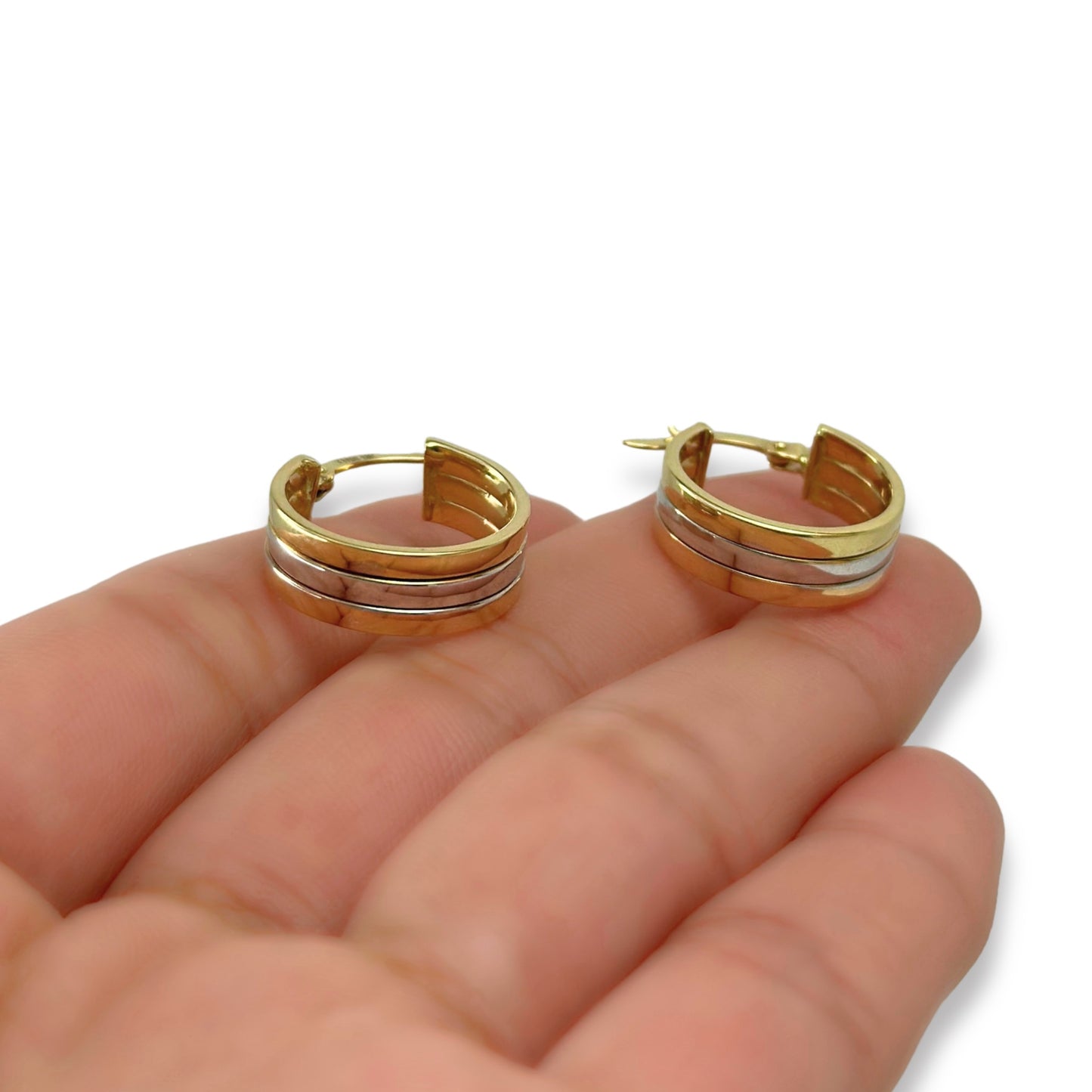 TRI-COLOR GOLD EARRINGS