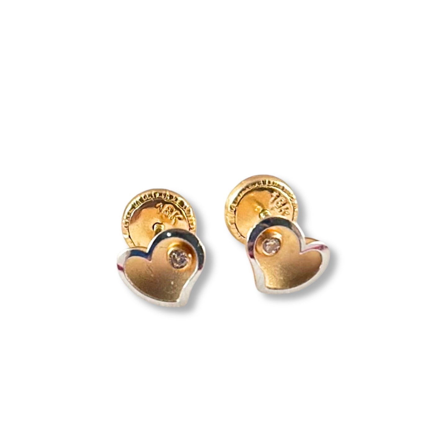 HEART STUD EARRINGS WITH STONE