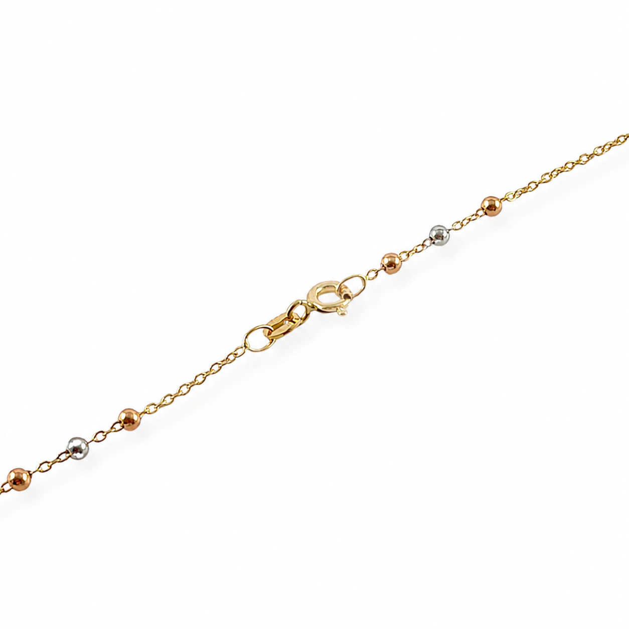 TRI-COLOR GOLD ROLL-ON CHAIN / 3.1g/ 40cm/ 2mm/ 18k ITALIAN GOLD