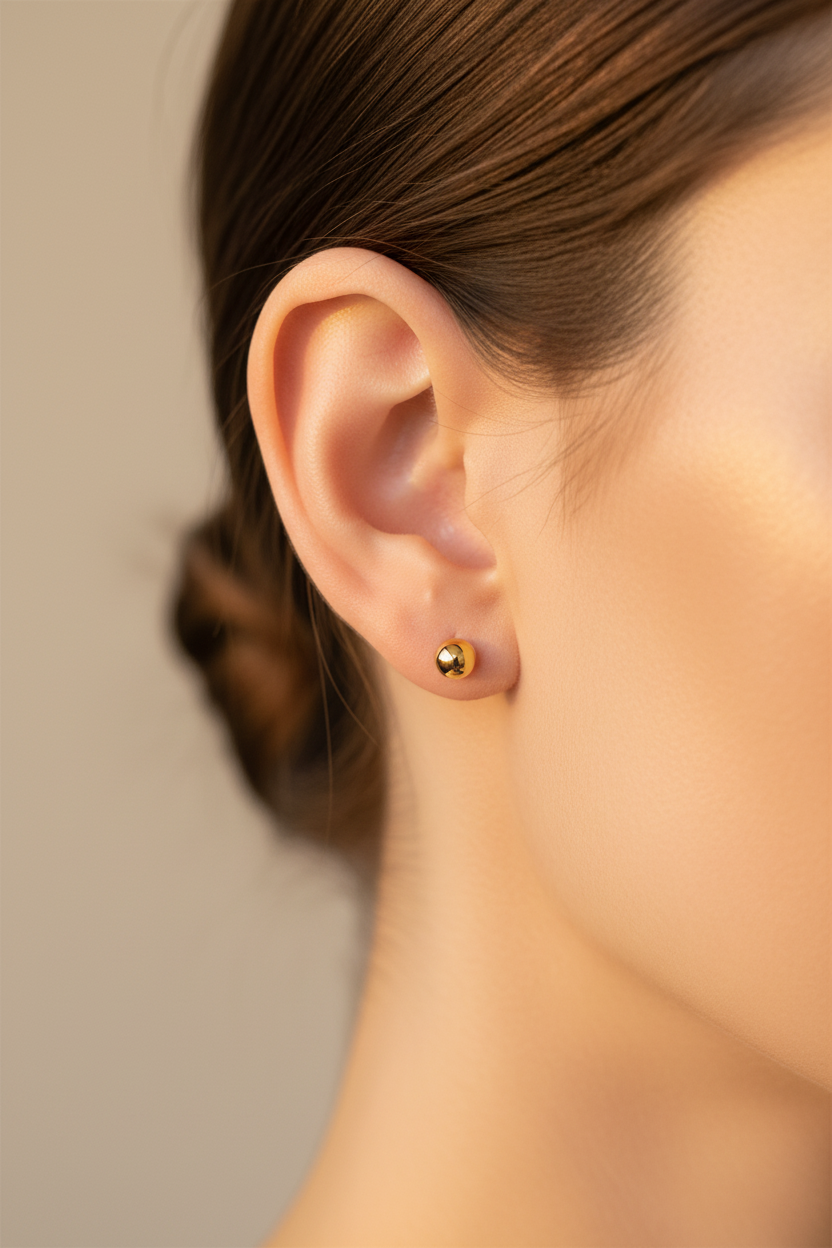 Modelo usando arete STUD EARRINGS BEAD #3 - fotografía profesional