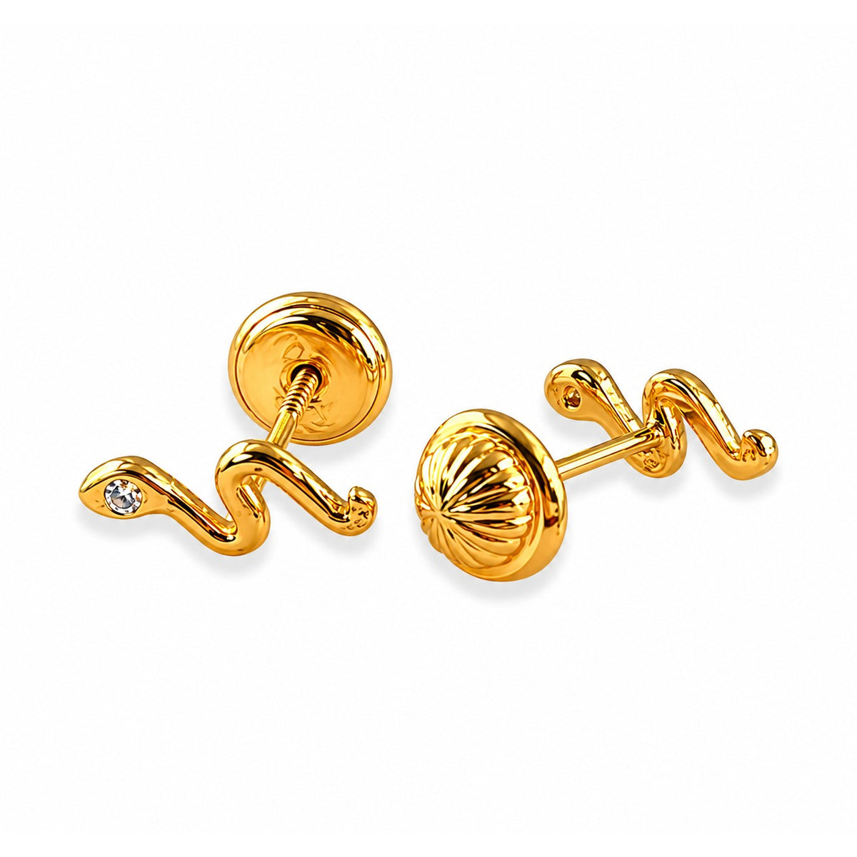 Snake Stud Earrings / 0.67 gr / 3 mm / 18K Gold