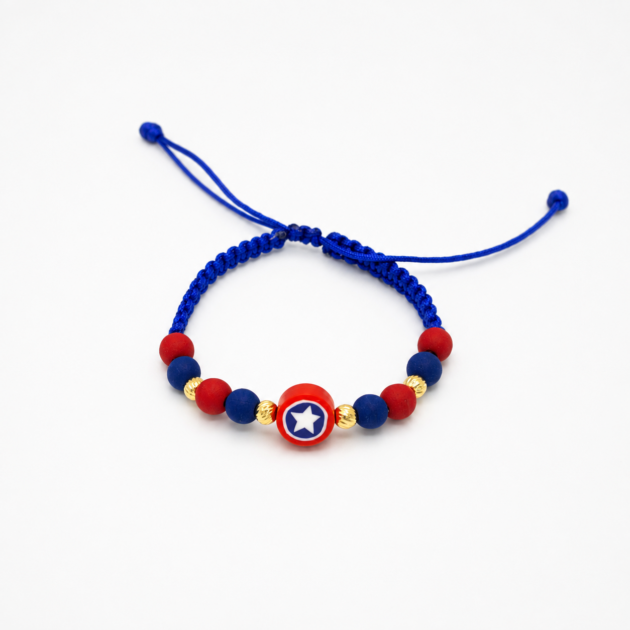 Pulsera de superhéroe Capitán América con cuentas doradas para niños/4 mm