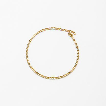 Mini Cubana Anklet/ 1.28gr / 24cm / 2mm / 18K Italian Gold