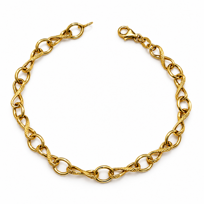 Pulsera Infinito Twist Eslabón / 2.93 gr / 19.5 cm / 5 mm / Oro italiano de 18K
