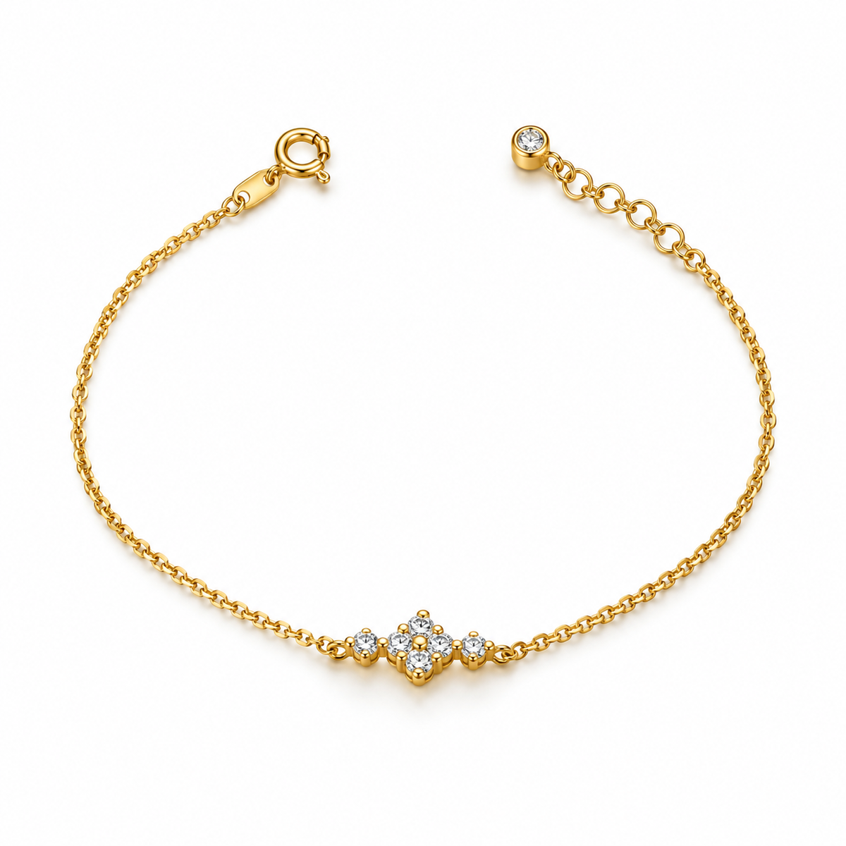 Black Clover Bracelet / 1.6 gr / 19 cm / 2 mm / 18K Italian Gold