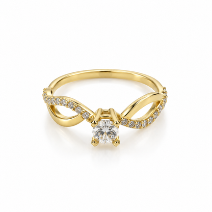 Stone Solitaire Ring / 1.58g / Size 6 1/4 / 18K Italian Gold