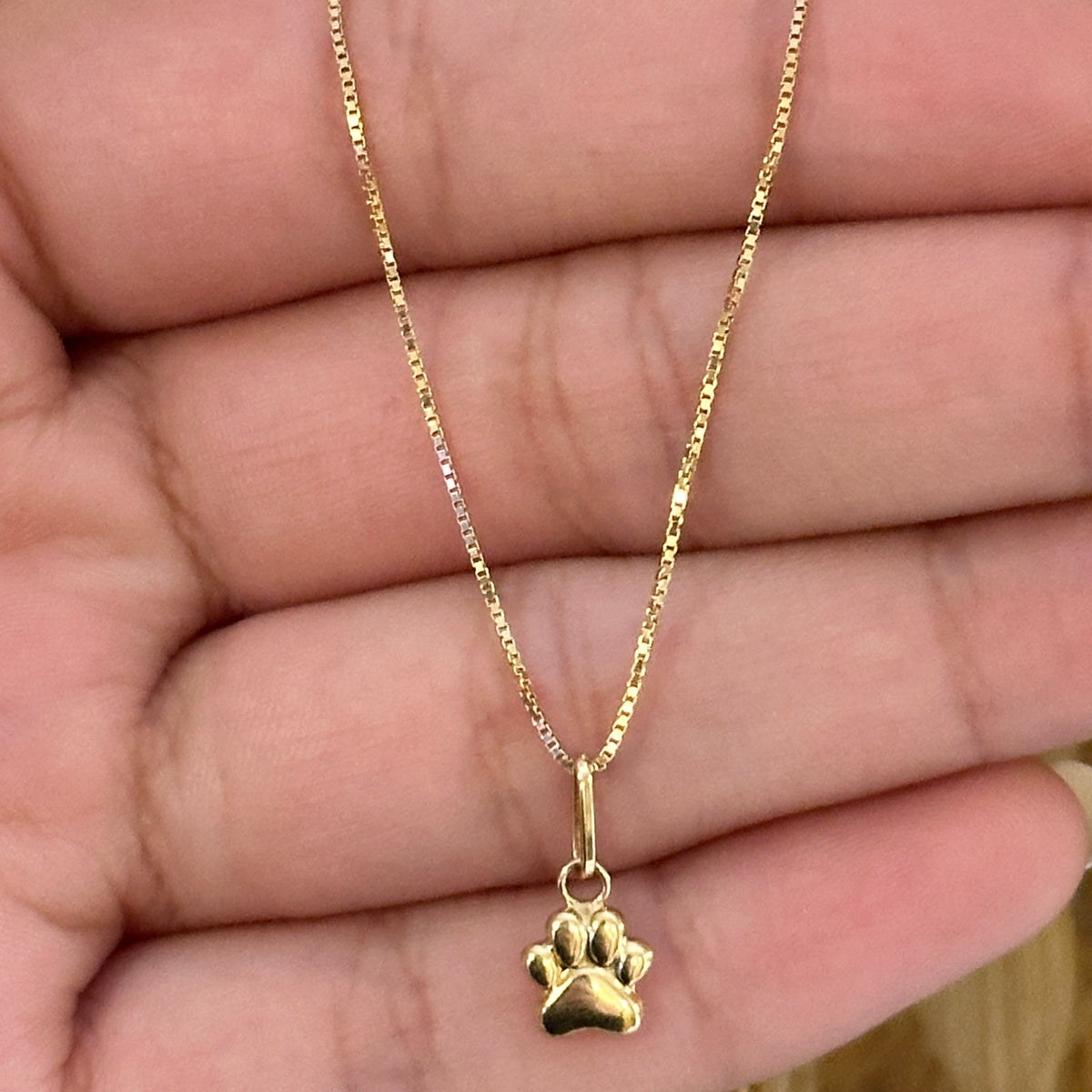 Veneciana Chain With Paw Print Pendant / 1.95 gr / 50 cm / 1 mm / 18K Italian Gold