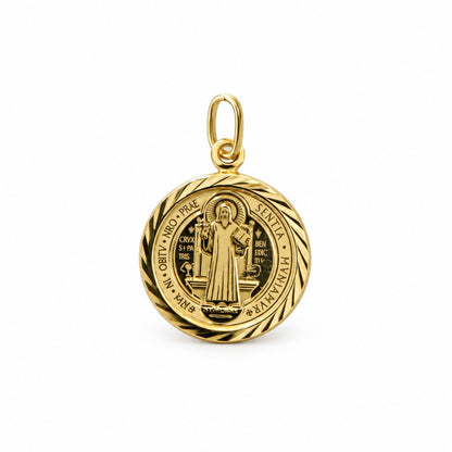 Saint Benedict Medal Pendant / 0.98 gr / 2.5 cm / 18K Italian Gold