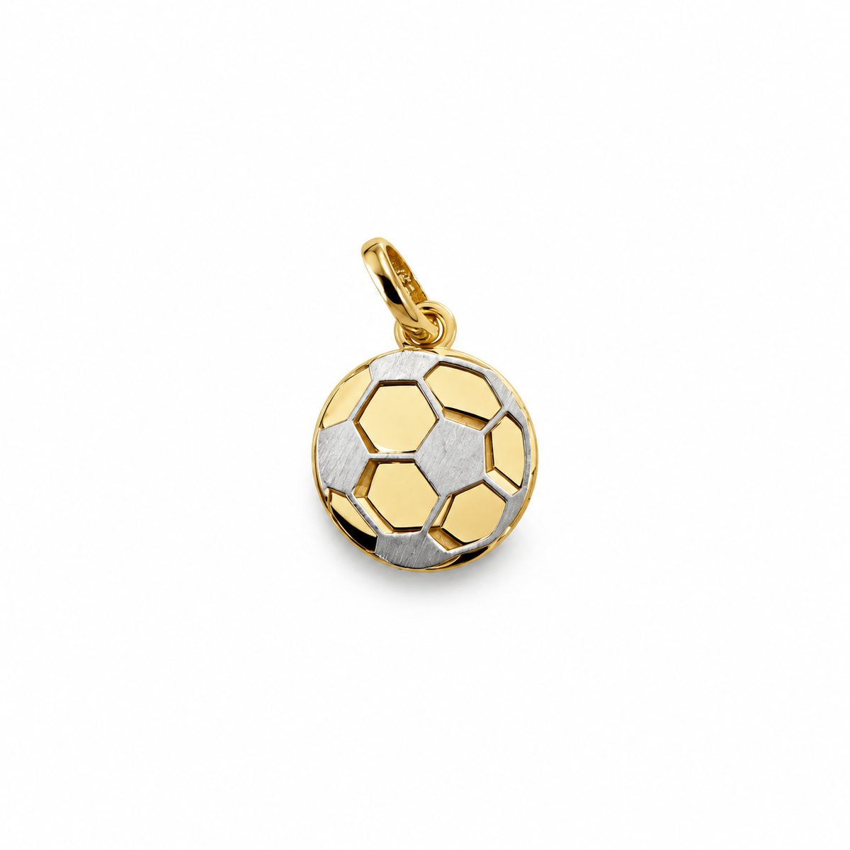 Two-Tone Soccer Ball Pendant  / 0.81 gr / 1.5 cm / 18K Italian Gold