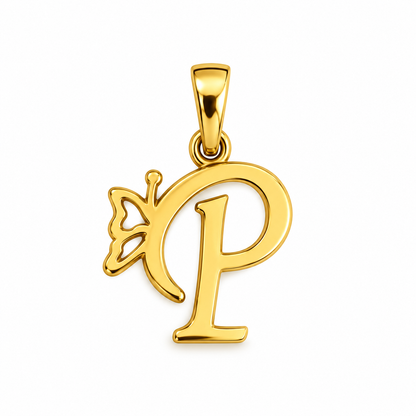 Initial P Butterfly Pendant/ 0.83gr / 1.8cm / 18K Italian Gold