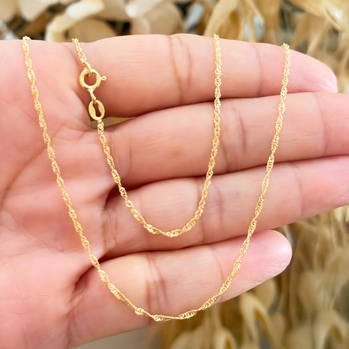 Singapore Chain / 1.5 gr / 45 cm / 1 mm / 18K Italian Gold