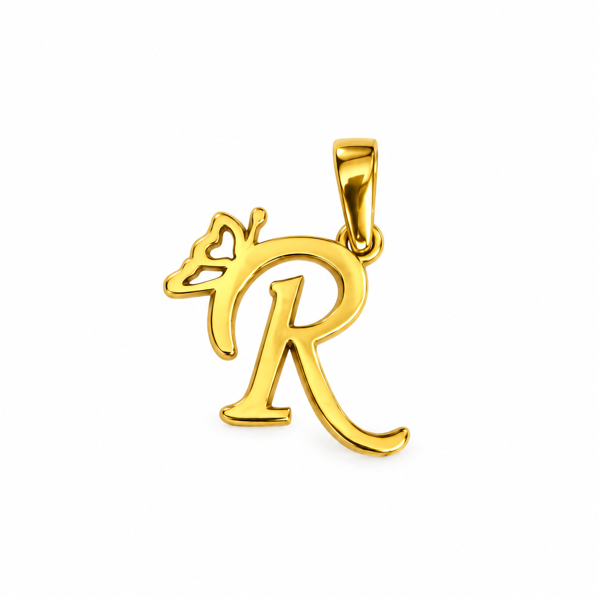 Initial R Butterfly Pendant/ 0.78gr / 1.5cm / 18K Italian Gold