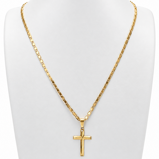 Valentino Chain with Cross Pendant / 8.15 gr / 60 cm / 3 mm / 18K Italian Gold