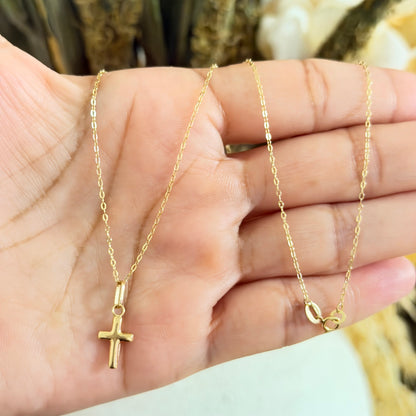Forzatina Chain with Cross Pendant / 1.46 gr / 45 cm / 1 mm / 18K Italian Gold