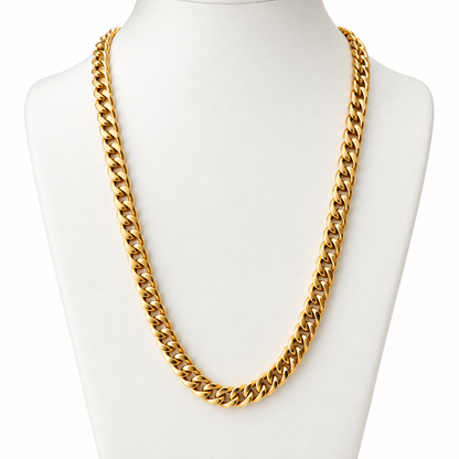 Hollow Cuban Chain/ 14.82g/ 60cm/ 7mm/ 18K Italian Gold