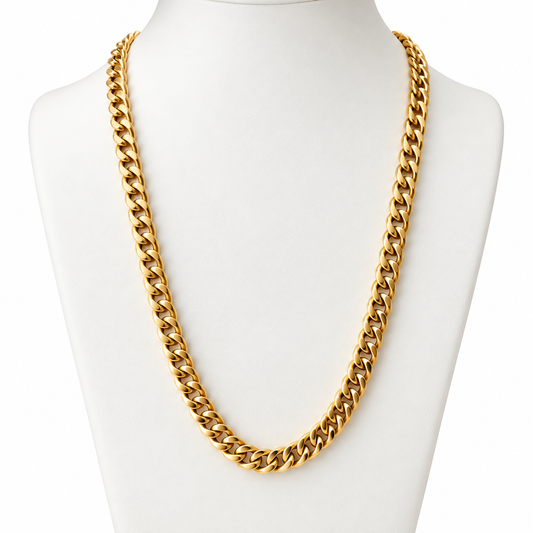 Hollow Cubana Chain / 14.82 gr / 60 cm / 7 mm / 18K Italian Gold