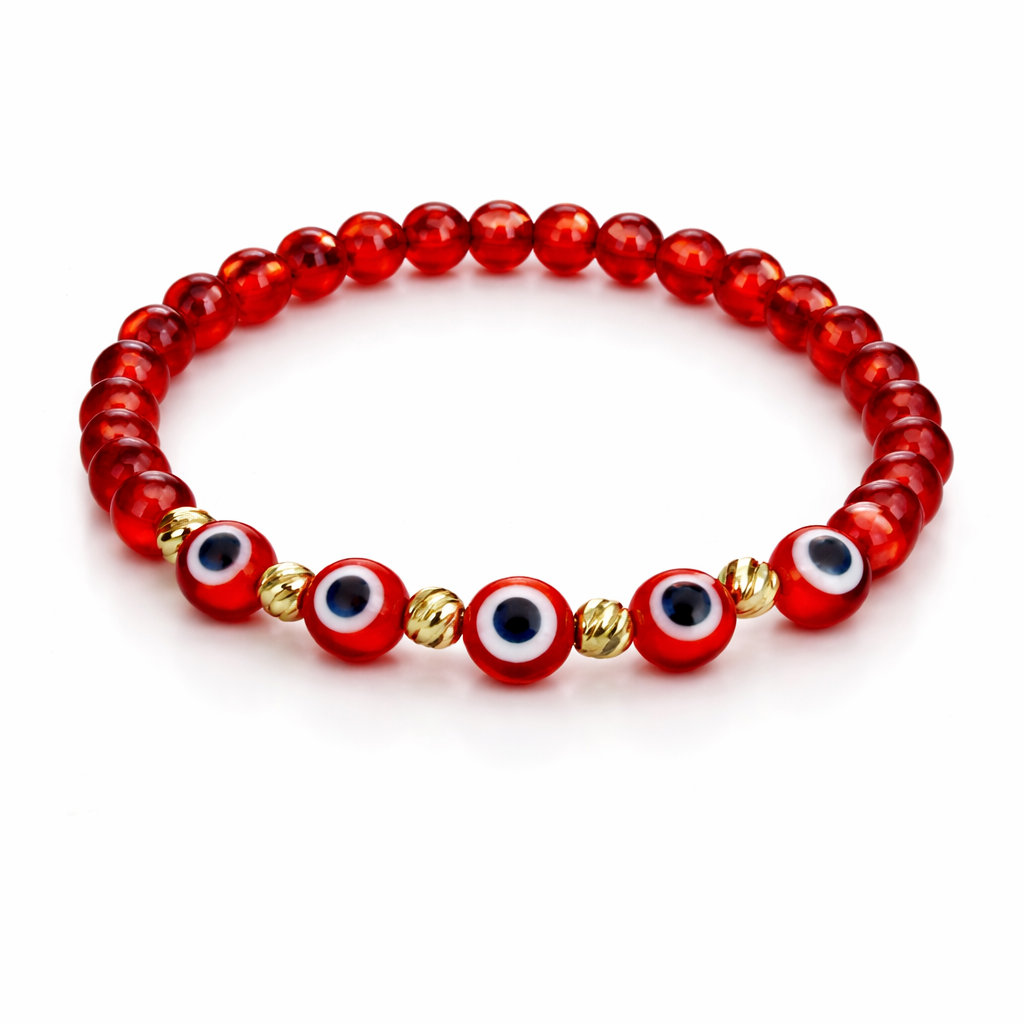 PULSERA ELÁSTICA ROJA CON OJO TURCO