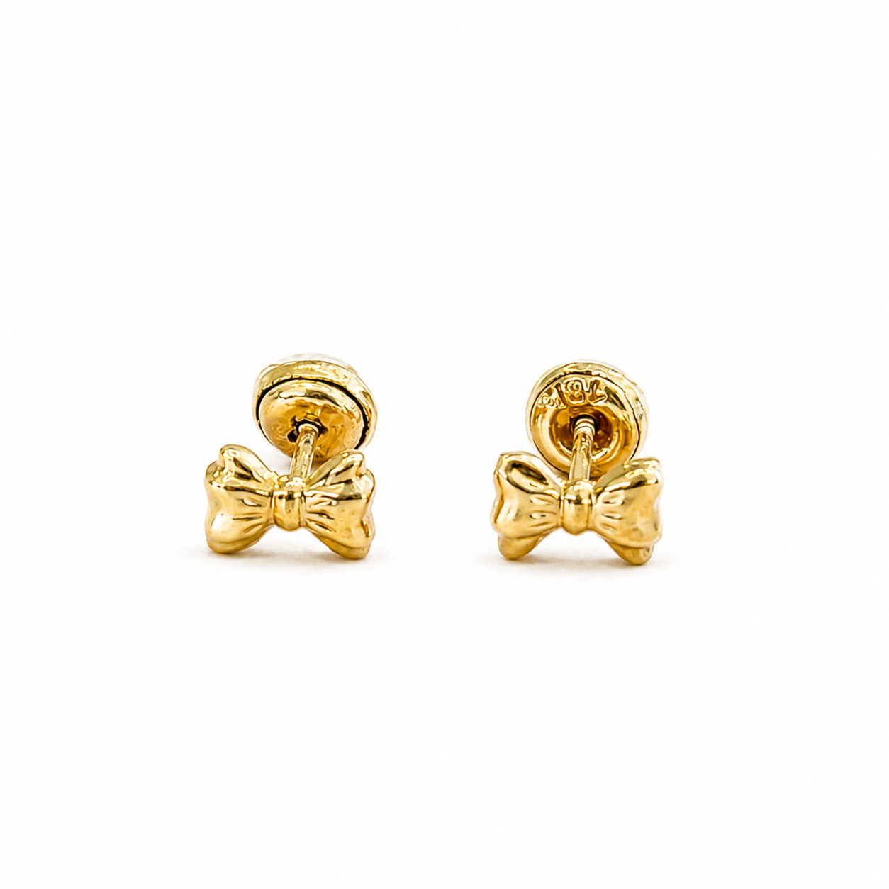 Pendientes de botón con lazo / 0,85 g / 4 mm / Oro de 18 quilates