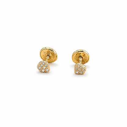 Mini Pendientes de Corazón con Piedras / 0.52g / 3mm / Oro 18K