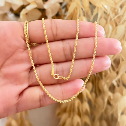 Mini Rope Chain / 1.7 gr / 50 cm / 2 mm / 18K Italian Gold
