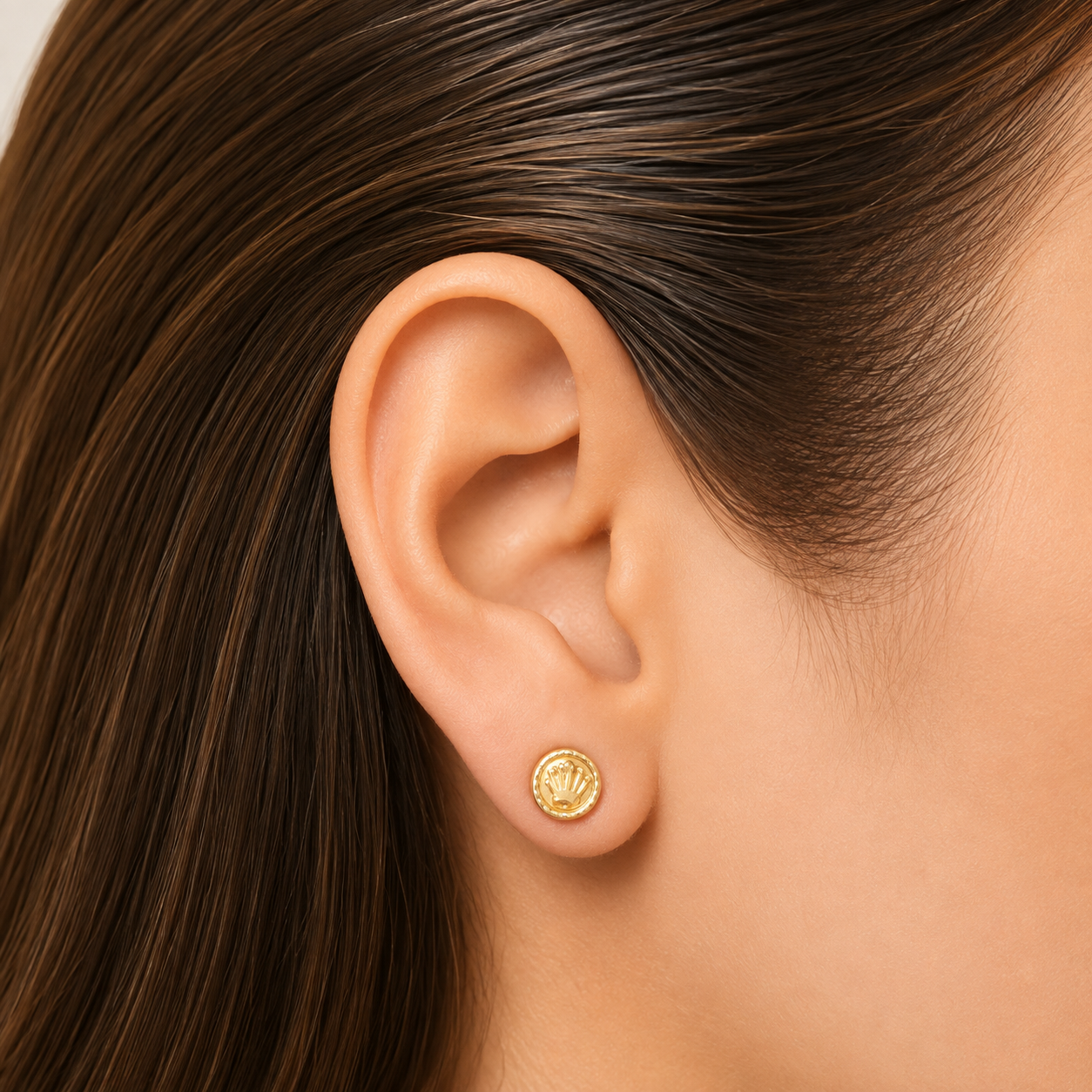 Aretes pequeños tipo poste Rx / 0.7g / 7mm / Oro 18K
