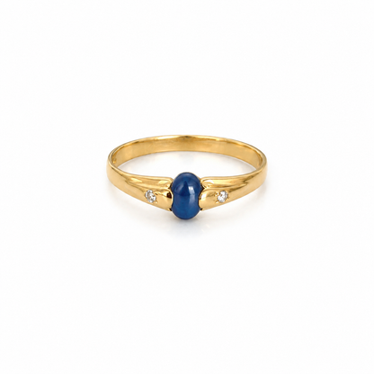 Blue Star Sapphire Ring / 1.55 gr / Size 8 1/2 / 18K Gold