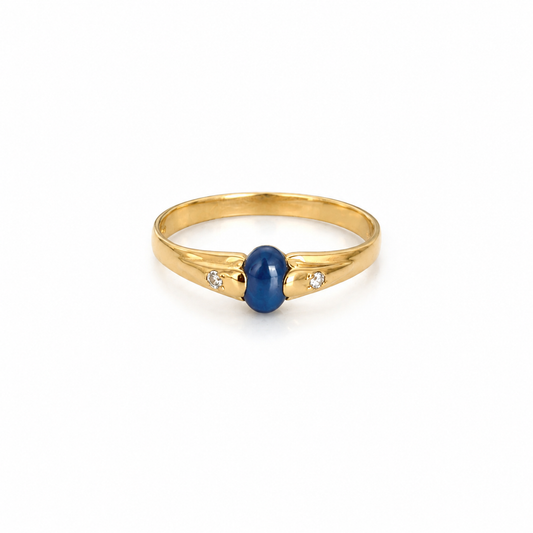 Blue Star Sapphire Ring / 1.3 gr / Size 5 / 18K Gold