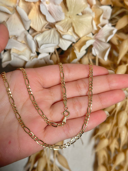 Figaro Chain / 4.1 gr / 60 cm / 3 mm / 18K Italian Gold