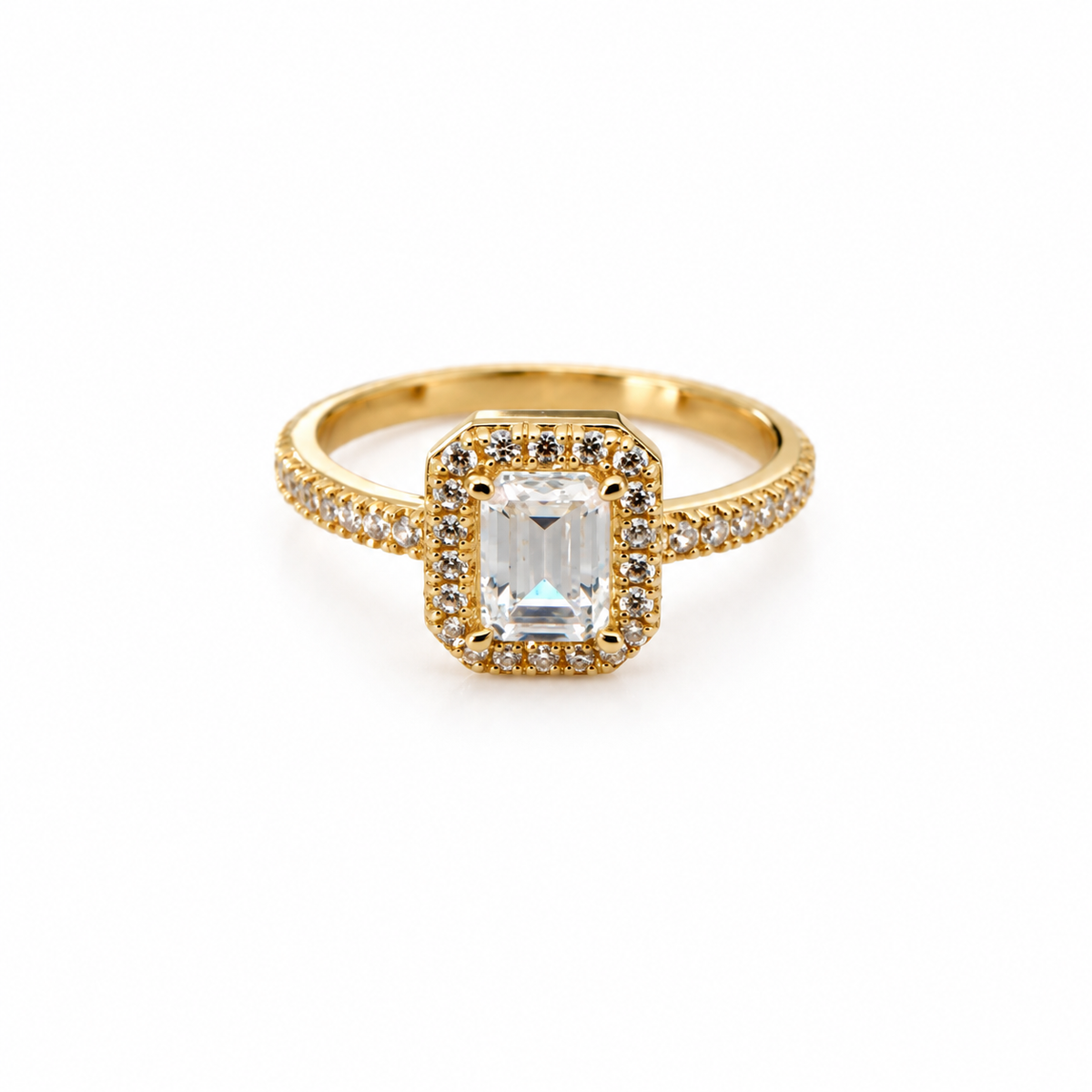 Square Stone Solitaire Ring / 2.07g / Size 5 3/4/ 18K Italian Gold
