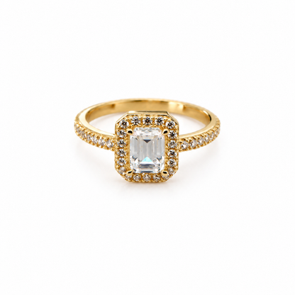 Square Stone Solitaire Ring / 2.07g / Size 5 3/4/ 18K Italian Gold