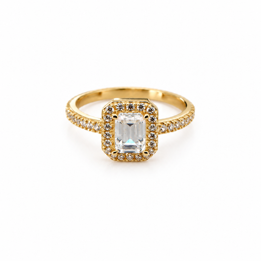 Anillo Piedra Cuadrada Solitario / 2.07 gr / Talla 5 3/4 / Oro italiano de 18K