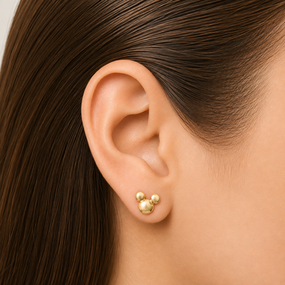 Pendientes de tuerca silueta de Mickey/1.40g / 10mm / Oro de 18K