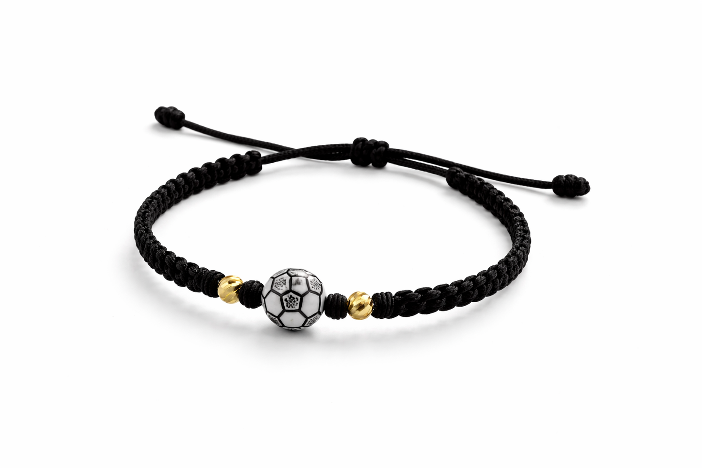 PULSERA DE BALÓN DE FÚTBOL CON CUENTAS DORADAS PARA NIÑOS