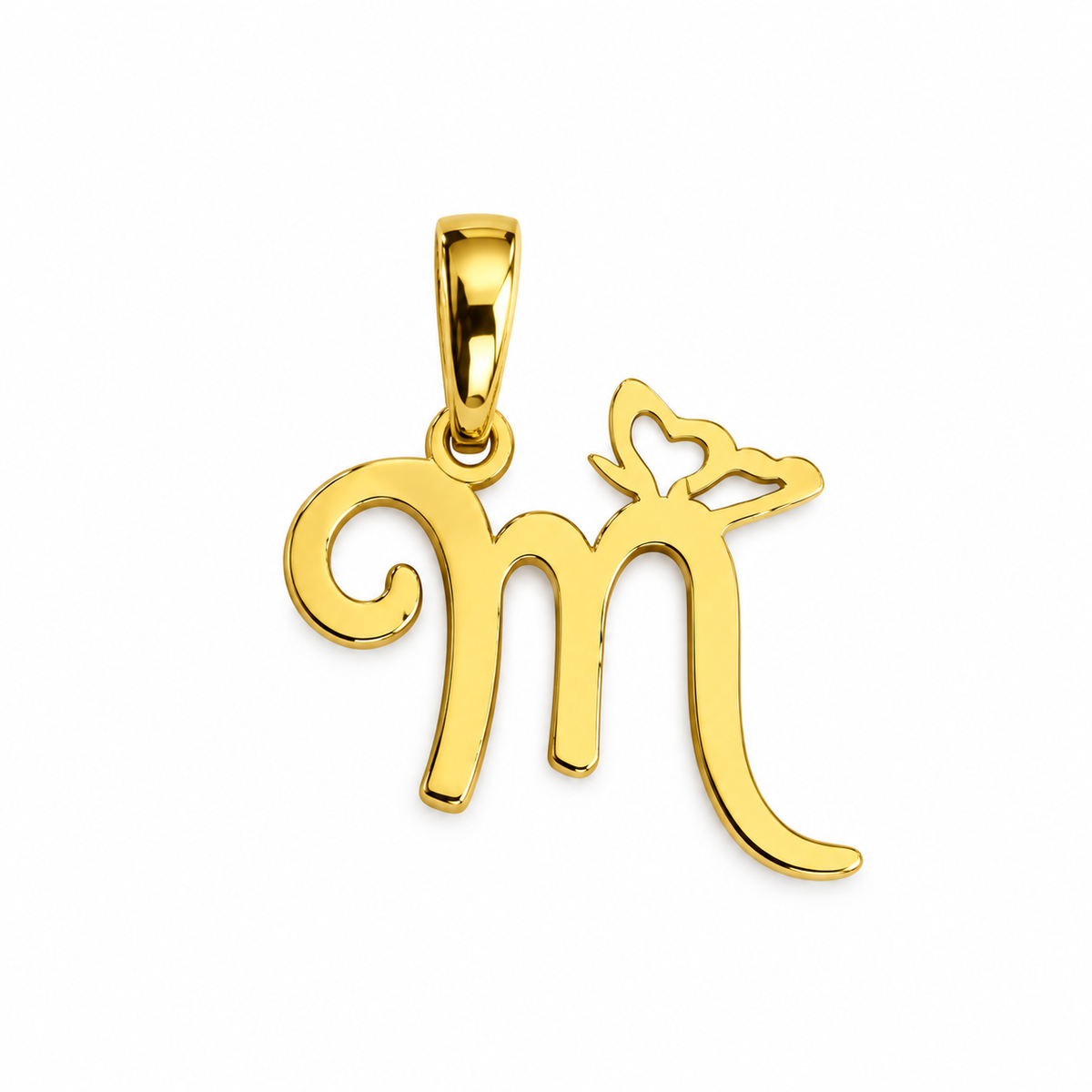 Initial M Butterfly Pendant/ 0.90gr / 1.5cm / 18K Italian Gold