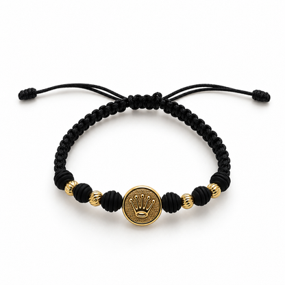 Pulsera Macramé Negra con Corona Rx