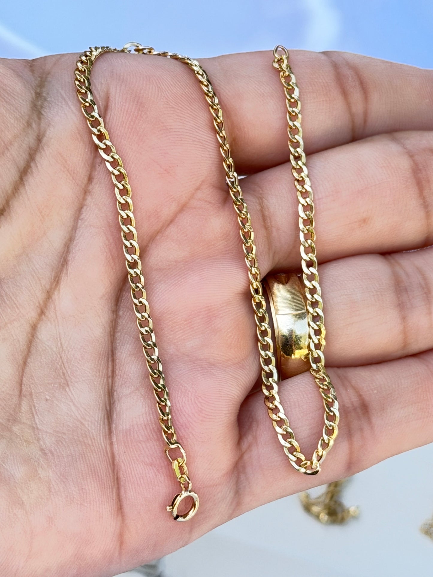 Mini Cubana Anklet/ 1.28gr / 24cm / 2mm / 18K Italian Gold
