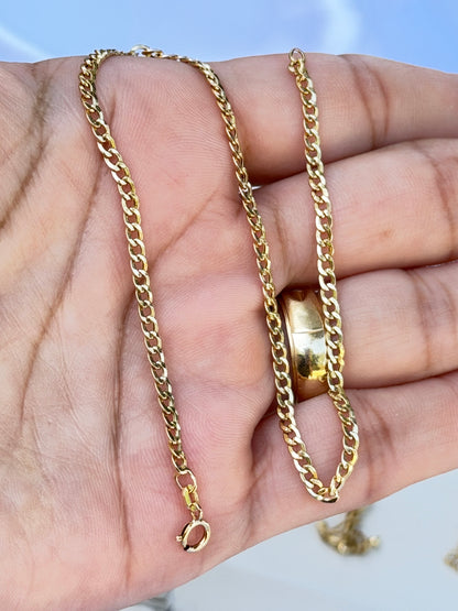 Mini Cubana Anklet/ 1.28gr / 24cm / 2mm / 18K Italian Gold
