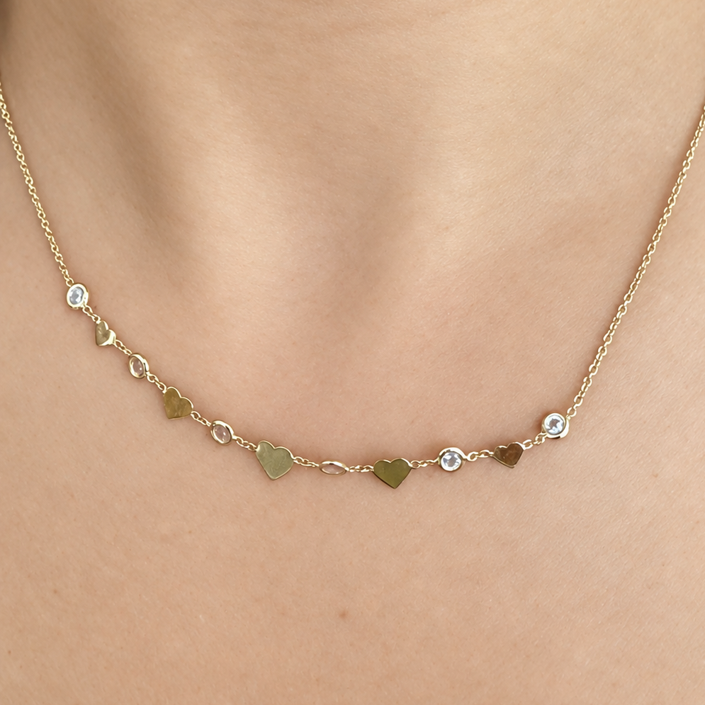 Adjustable Minimal Heart Chain /2.88g/ 45cm/ 1mm/ 18K Italian Gold