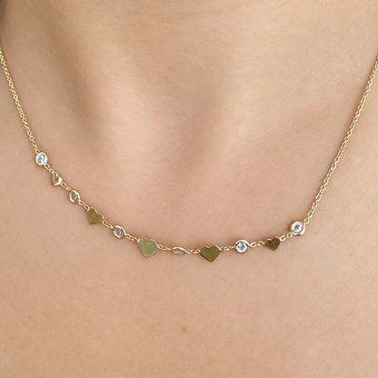 Adjustable Minimal Heart Chain /2.88g/ 45cm/ 1mm/ 18K Italian Gold