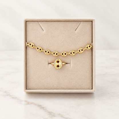 Gucci Bracelet set / Bracelet 4.60gr / 21.5 cm / Ring 1.85/ T6 / 18K National Gold