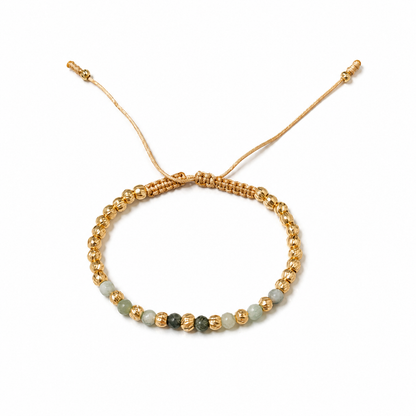 Pulsera con Esmeralda Muralla y Cuentas de Oro/ 3, 4, 5mm