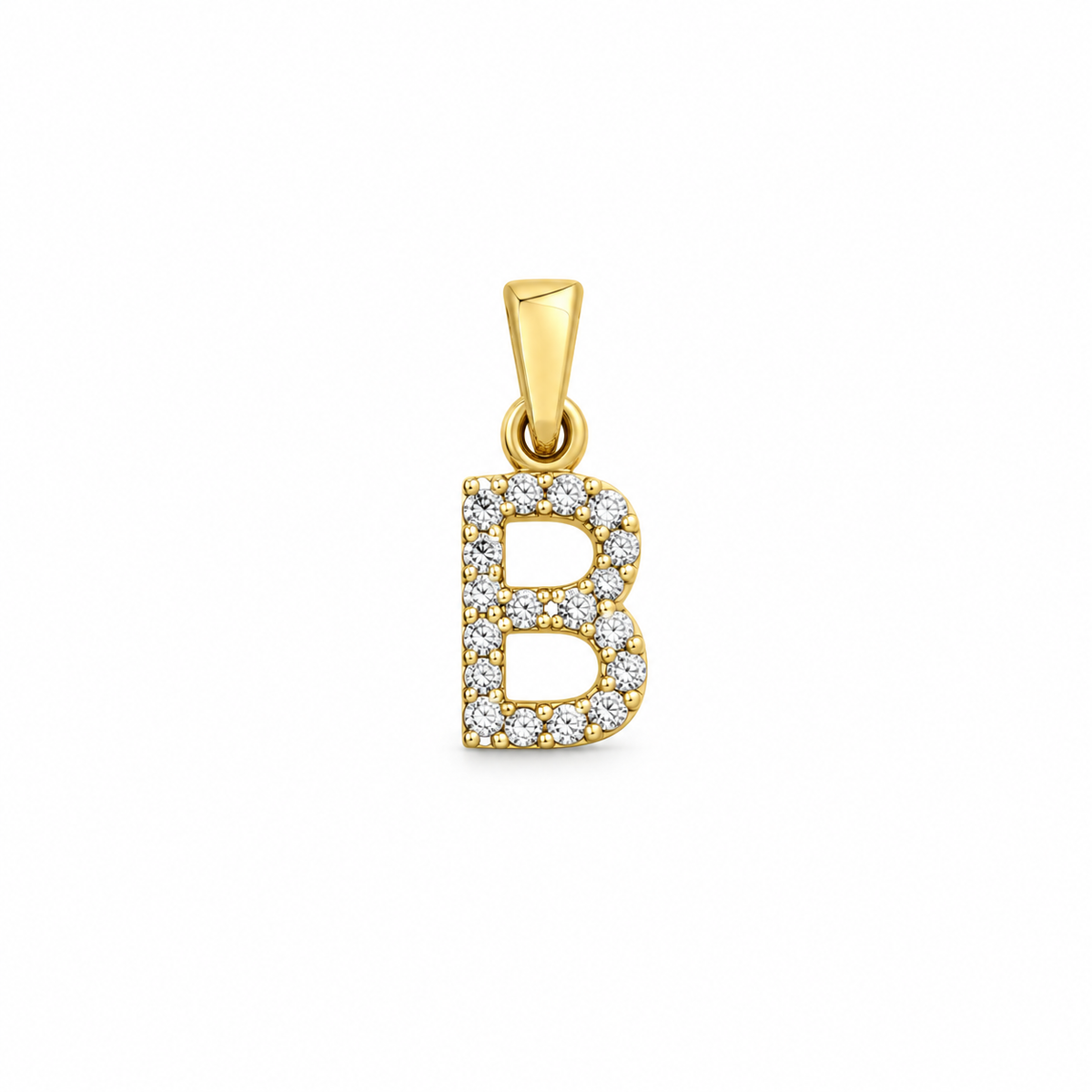 Letter B Pendant Zirconia / 0.84 gr / 1.5 cm / 18K Italian Gold