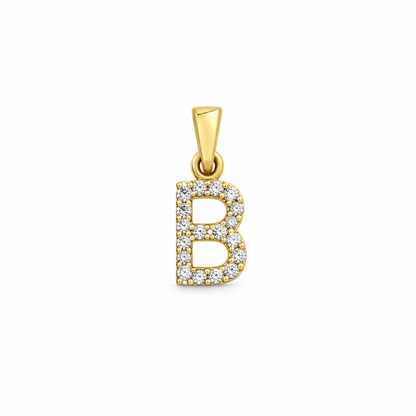 Letter B Pendant Zirconia / 0.84 gr / 1.5 cm / 18K Italian Gold