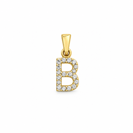 Letter B Pendant Zirconia / 0.84 gr / 1.5 cm / 18K Italian Gold