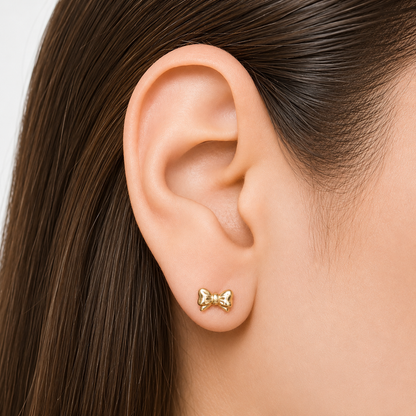 Pendientes de botón con lazo / 0,85 g / 4 mm / Oro de 18 quilates