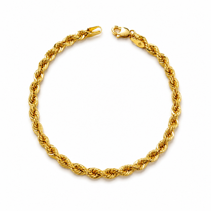 Pulsera de cuerda / 5.68g/ 20.5cm/ 5mm/ Oro italiano de 18K